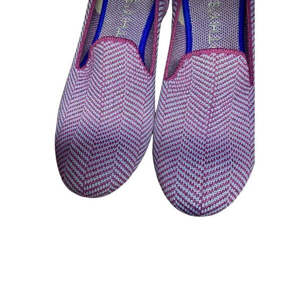 Rothys Pink & Gray Chevron Knit Loafers Slip-On Flats with Blue Trim Size 6 - Picture 10 of 13